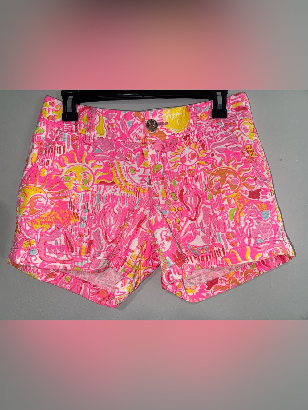 Lilly Pulitzer Callahan Pink & Yellow Printed High Waist Shorts